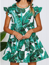 Casual Printed Stitching Butterfly Sleeve Short Dress