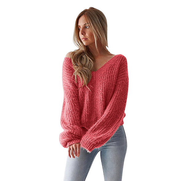 Women's V-neck halter loose sweater tops