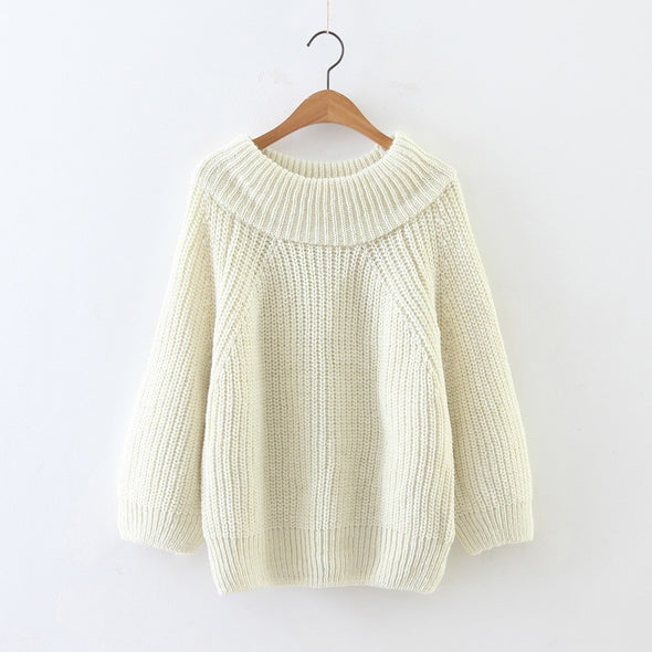 Loose O-Neck Long-Sleeved Knit Sweater