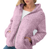 Split  Zipper Hooded Long Sleeve Plush Coat