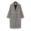 Fashion Plaid Double-breasted Long Sleeve Woolen Coat