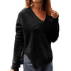 Split V-Neck Long Sleeve Irregular Sweater