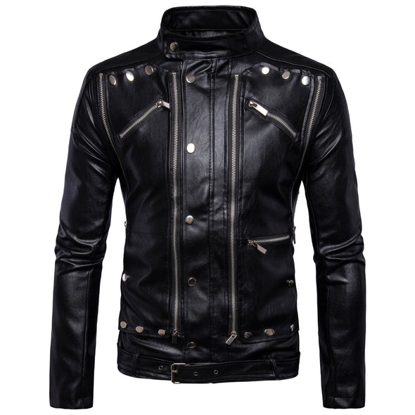 Locomotive Multi-zip Leather Men's Jacket