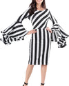 Women's Long Sleeve Striped Bodycon Dress