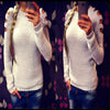 Shoulder Hollowed Out Round Neck Sweater