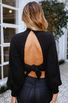 New Long Sleeve Open Back Bow Sweater