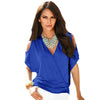 Casual Solid Color Short Sleeve Off Shoulder T-Shirt