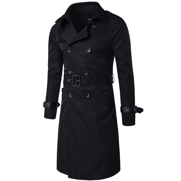 Fashion Boutique Long Slim Double-breasted Men's Trench Coat