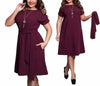 Plus Size Women O-Neck Bodycon Chiffon Dress