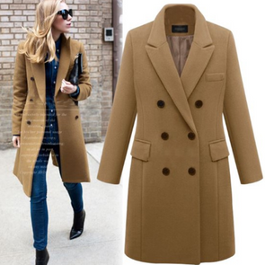 Fashion Solid Color Long Wool Coat