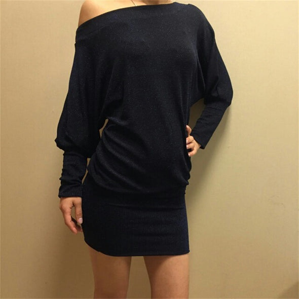 Simple O-Neck Bat Sleeve Bodycon Dress