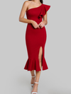 One Shoulder  Plain  Blend Bodycon Dress