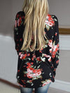 Flower Printed Open Front Cardigan