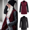 Band Collar Zipper Patchwork Outerwear