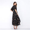 New V-neck short sleeve floral split dress maxi dress