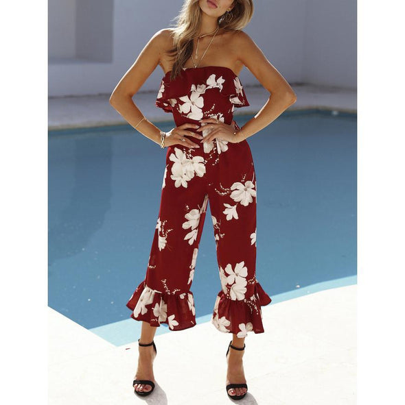 Bohemian Sexy Printing Chiffon Jumpsuit