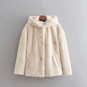 Fashion Faux Fur Hooded Women's Jacket