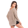 Long-sleeved V-neck sweater with a strapless top