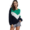 Hit Color Round Neck Long Sleeve Sweaters