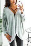 Asymmetric Neck  Snap Front  Plain Cardigans