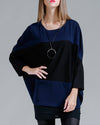 Batwing Sleeve Loose Contrast Knit Sweater