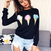 Simple Solid O-Neck Ice Cream Pattern Sweatshirt