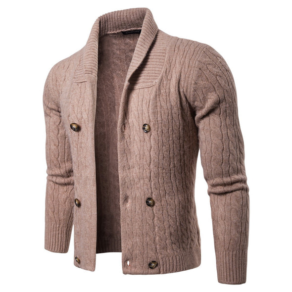 New Youth Men's Solid Color Thick Knit Cardigan