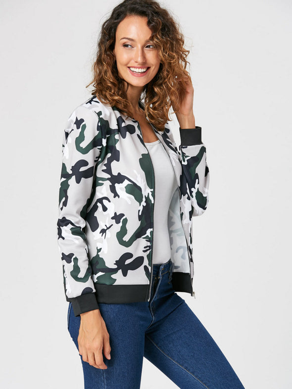 Camouflage Long Sleeve Zip Jacket