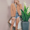 Faux Fur Long Sleeve V Neck Plush Cardigan Outwear