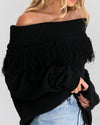 One-Neck Tassel Long-Sleeved Sweater