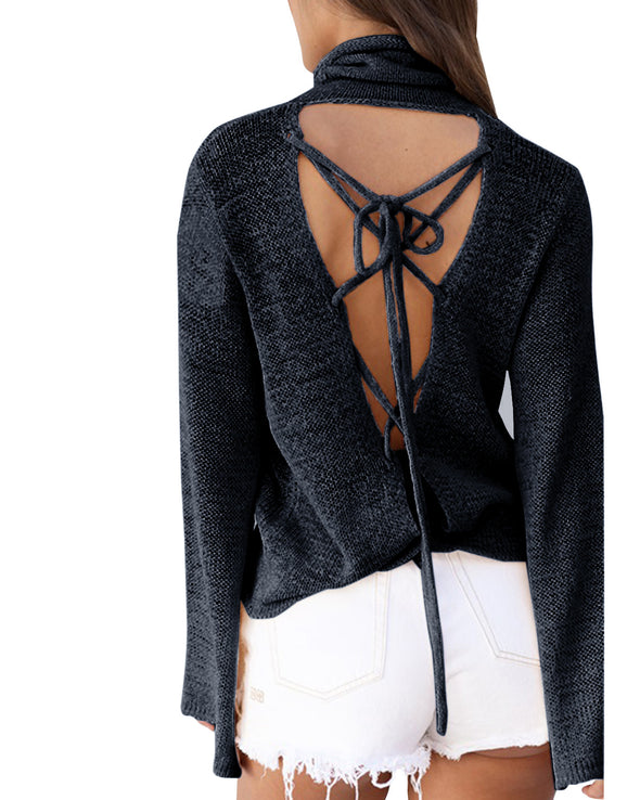 Long Sleeve Back Strap Bat Sweater