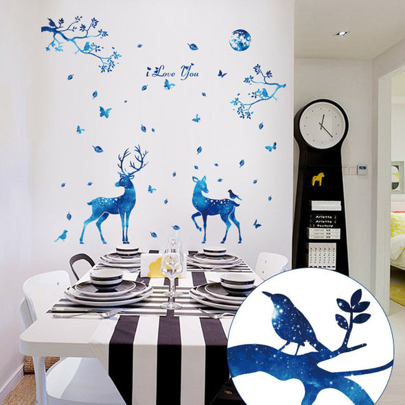 Removable Blue Elk Wall Sticker