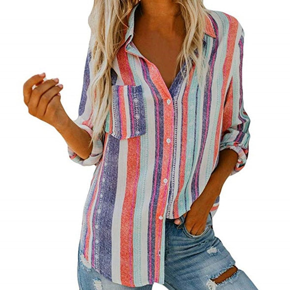 Women's Striped Long-Sleeved Shirt