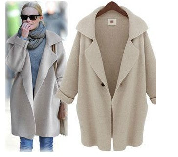 Fashion Solid Turn-down Collar Cotton Knitting Cardigan