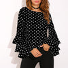 Casual O-Neck Dot three-layer Ruffles sleeve T-shirt