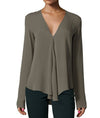 New Deep V-Neck Long-Sleeved Loose Chiffon Shirt