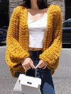 Puff Sleeves Loose Cardigan Sweater Tops