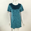 Fashion Solid O-Neck Stitching Velvet Shift Dress