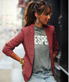 Casual Plaid Long Sleeve Lapel Blazer