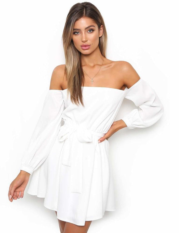 New Sexy Slash Neck Strap Chiffon Dress