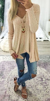 Loose Long Sleeve V-Neck Sweater