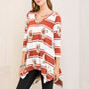 Women's Print Cross V-neck Irregular Hem T-Shirt