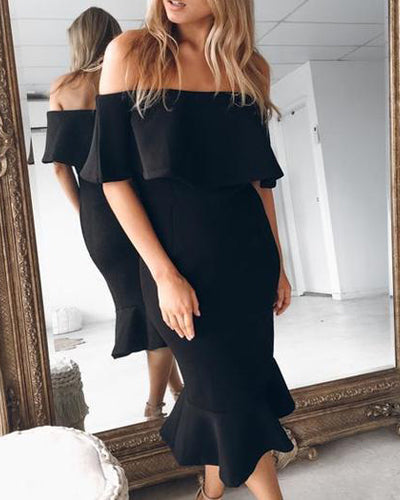 Sexy Ruffled Off-The-Shoulder Bodycon Dresses