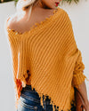 Long Sleeve V-Neck Solid Color Backless Loose Sweater