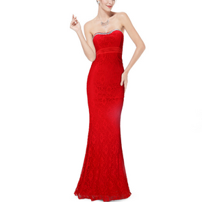 Lace Sleeveless Wrapped Chest Evening Dress