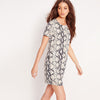 Fashion Sexy O-Neck Snake Pattern Shift Dress