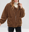 Casual Solid Long Sleeve Zipper Plush Jacket