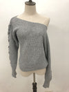 Pure Color Bandage Round Neck Sweatshirt