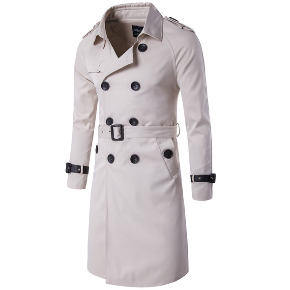 Fashion Boutique Long Slim Double-breasted Men's Trench Coat