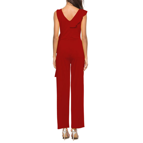 Sexy Suspenders Ruffled Halter Jumpsuit